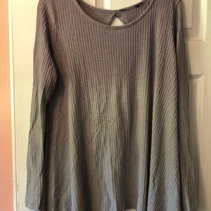 Waffle weave twisted open back ombré top